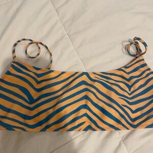 Triangl orange blue zebra bikini top
